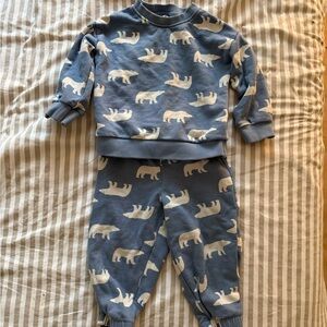 Blue Polar Bear Kids Matching Sweatsuit